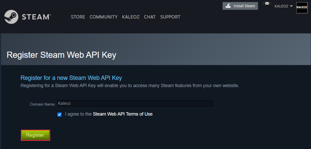 Kaleoz - A Step by Step Guide to Register Steam API Key